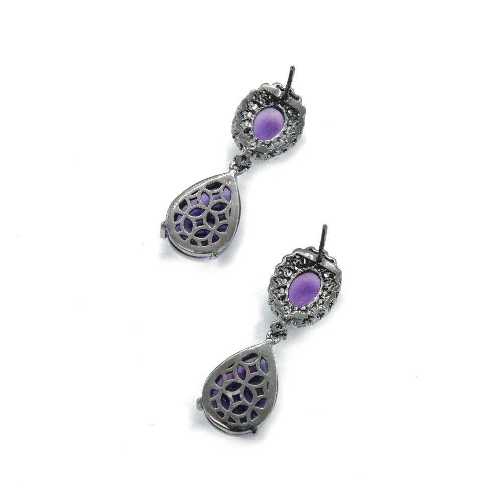 Purple Stone Drop Earrings