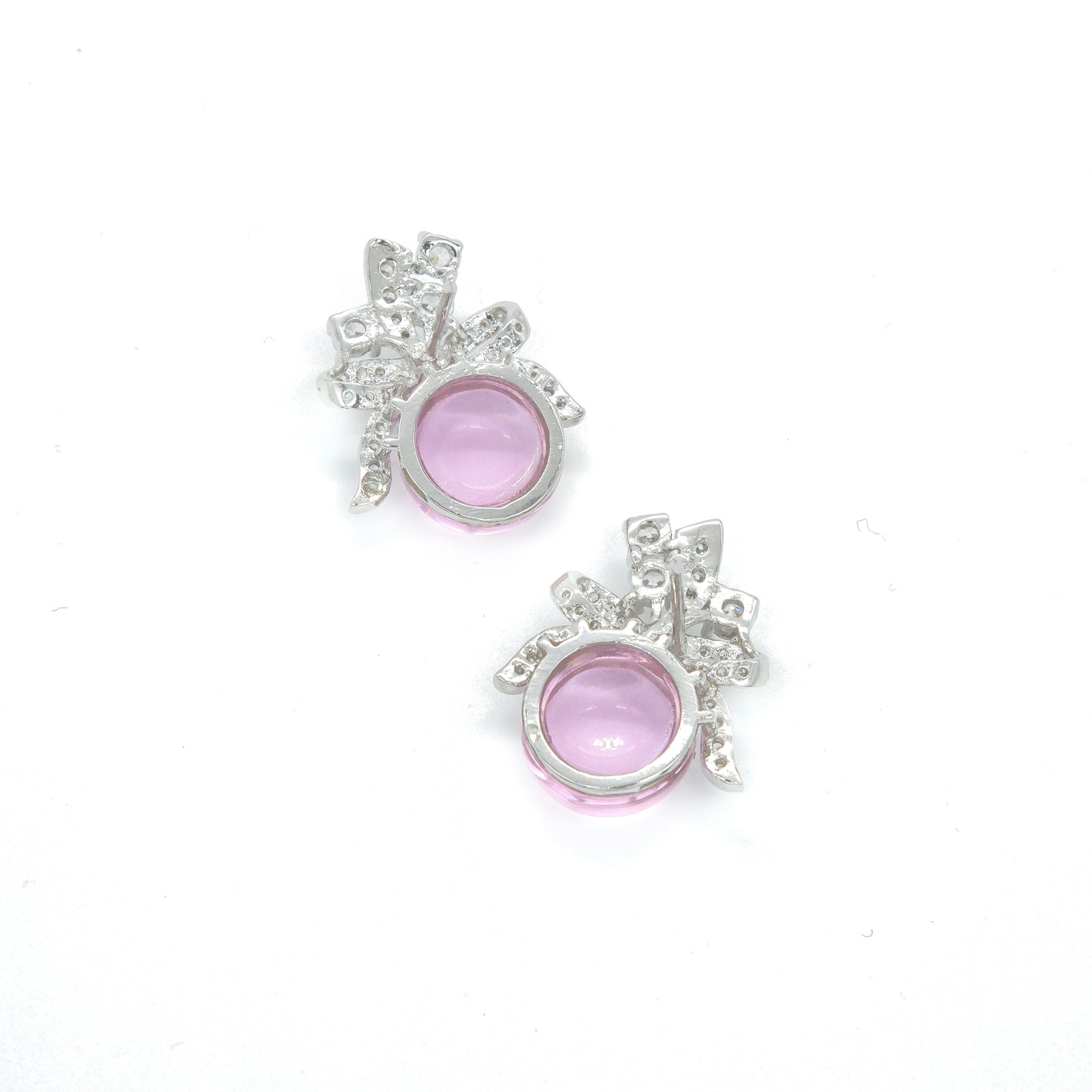 back view of baby pink color stud earrings
