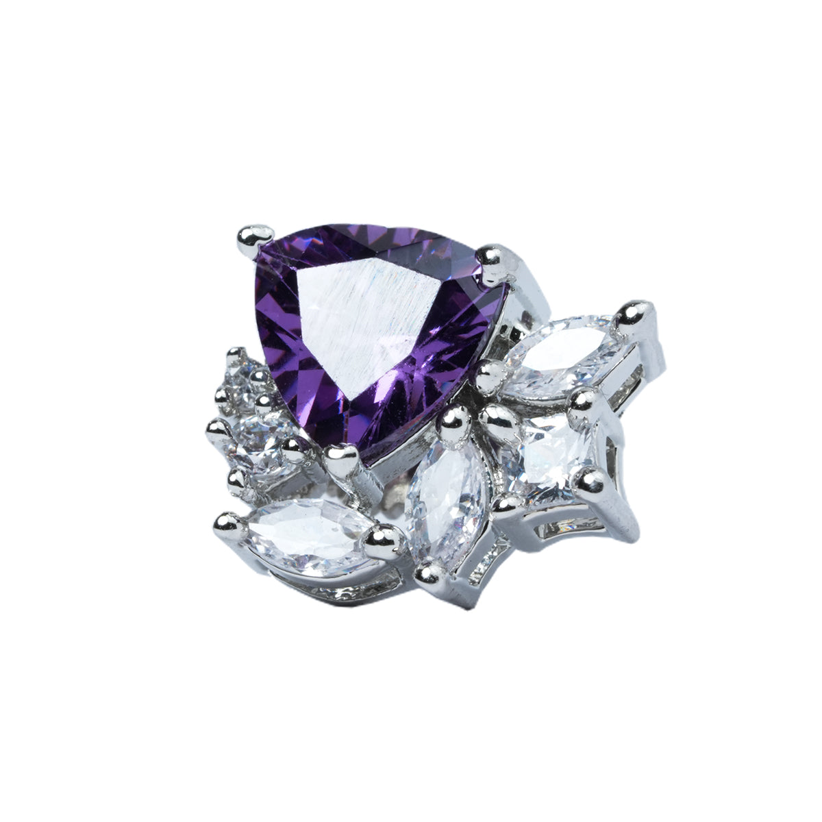 Side angle of CZ stud earrings showing clasp and setting height