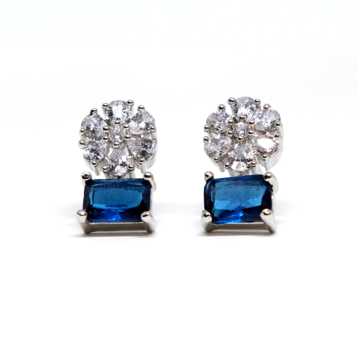 Blue American Diamond Drop Earrings