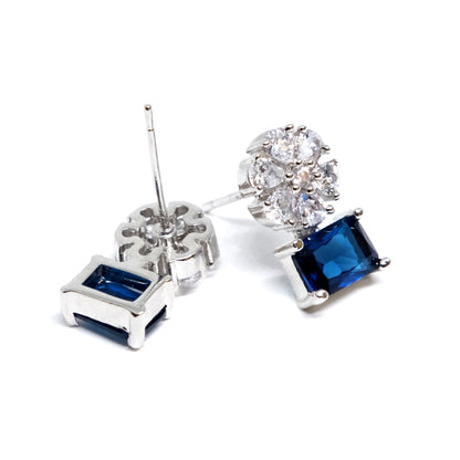 Blue American Diamond Drop Earrings
