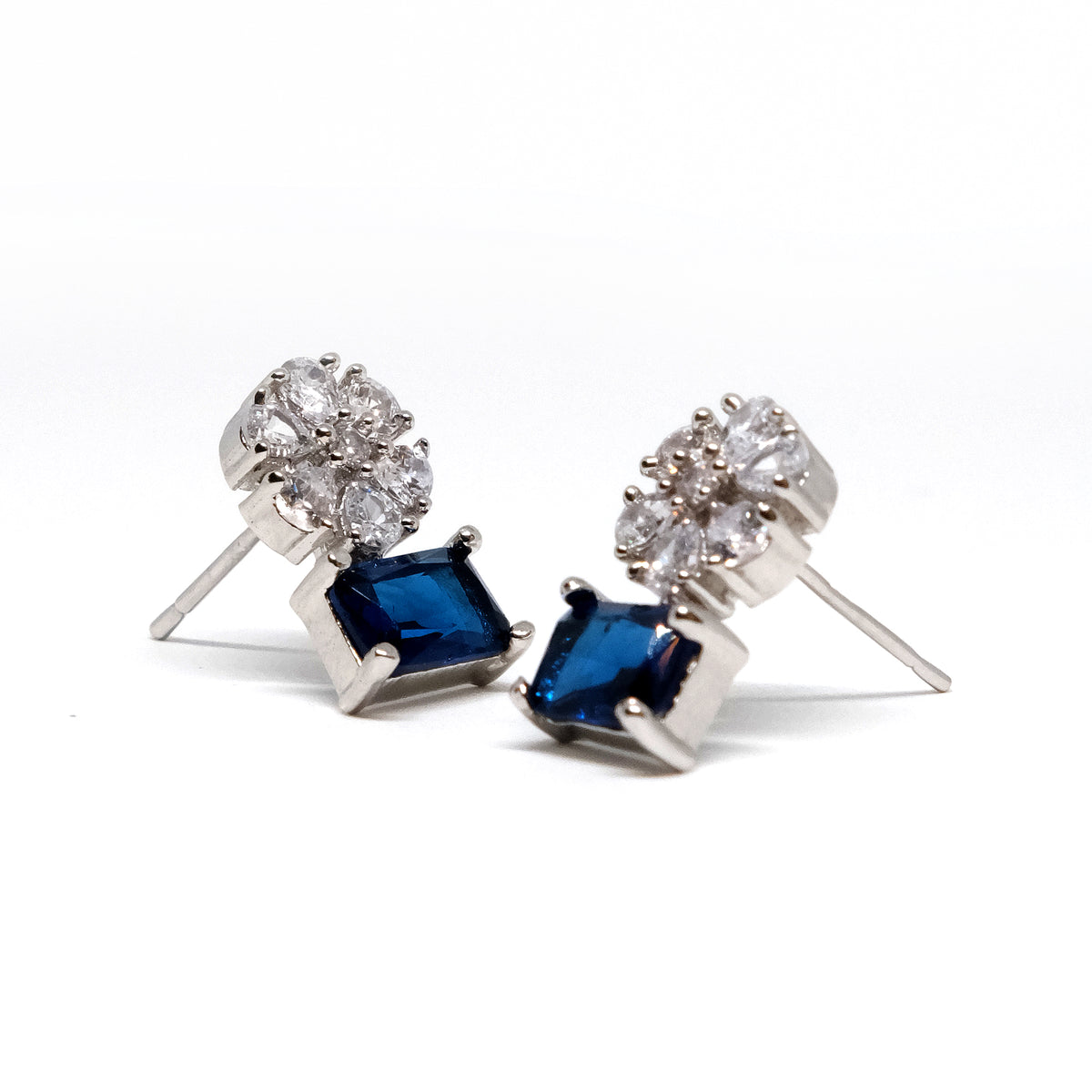 Blue American Diamond Drop Earrings