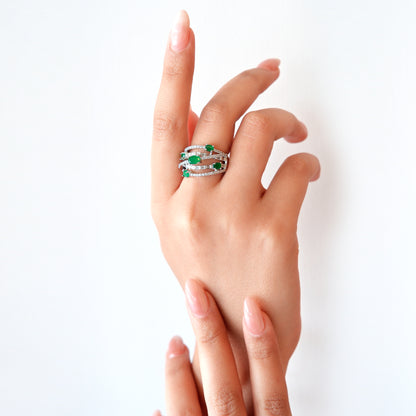 Green Multi Stone American Diamond Ring