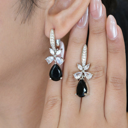 Black Leaf Drop Earrings