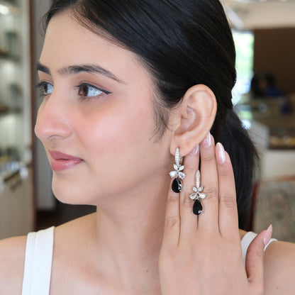 Black Leaf Drop Earrings