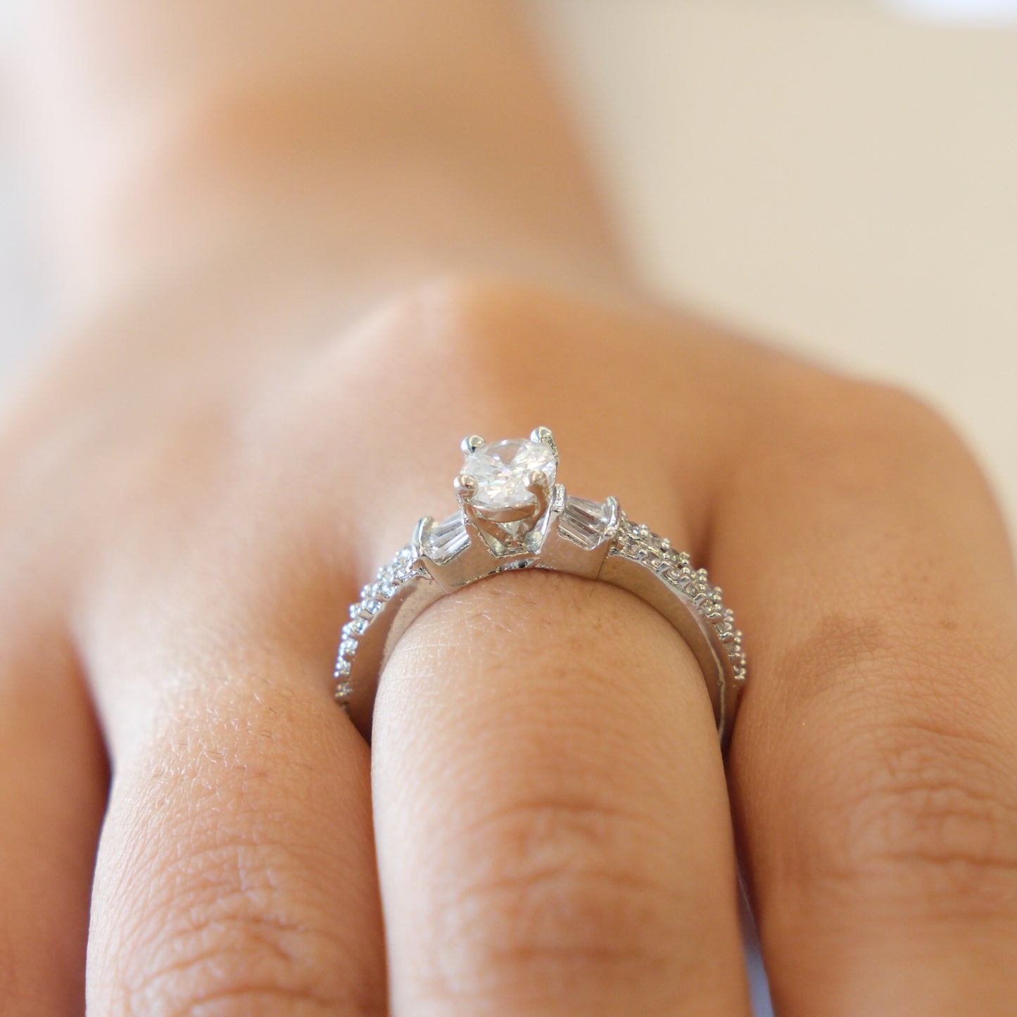 Round Halo American Diamond Ring