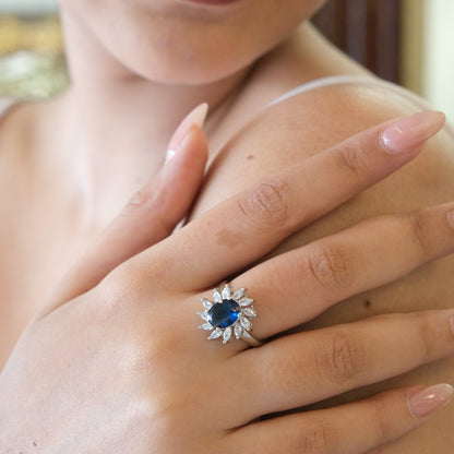 Blue Centre Band American Diamond Ring