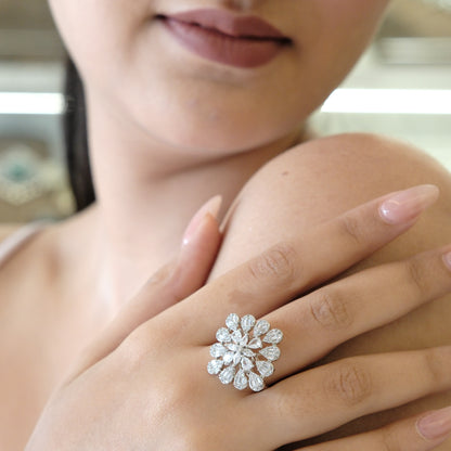 Floral Petal American Diamond Ring