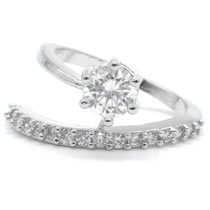 Silver Plated American Diamond Solitaire Ring