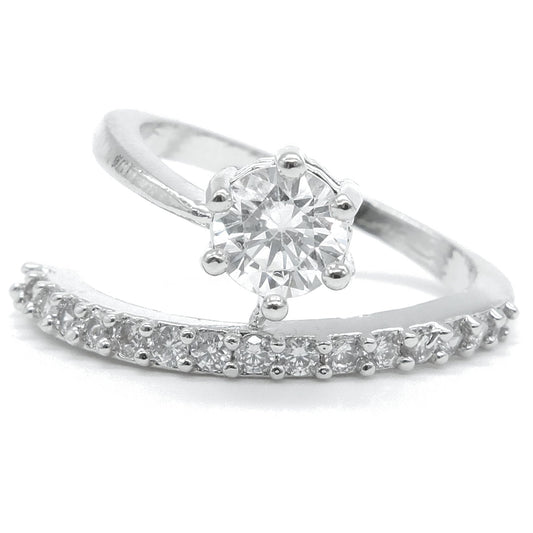 Silver Plated American Diamond Solitaire Ring
