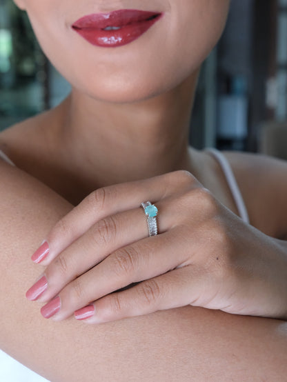 Mint Stone American Diamond Ring