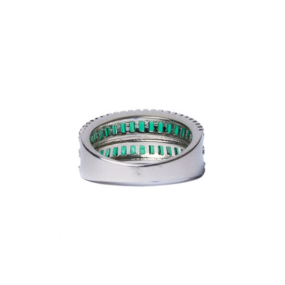 Emerald Diamond Ring, Green Baguette Cubic Zirconia, Classic Modern Luxury Jewellery