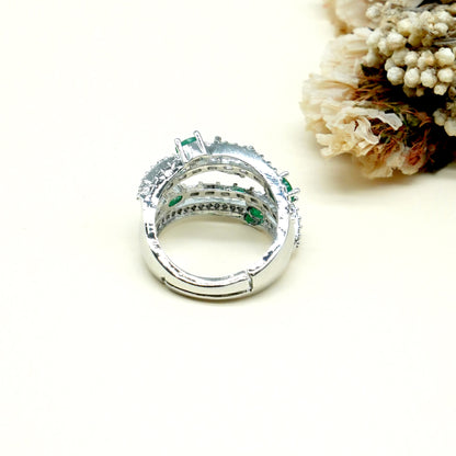 Green Multi Stone American Diamond Ring