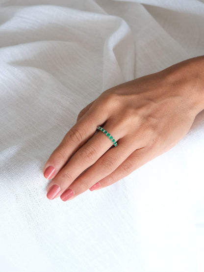 Green Stone Eternity Band Ring