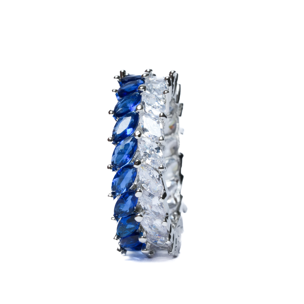 Sapphire Band Ring with Blue American Diamond