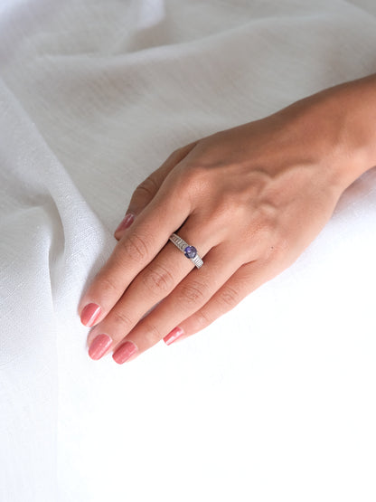 Purple Stone American Diamond Ring
