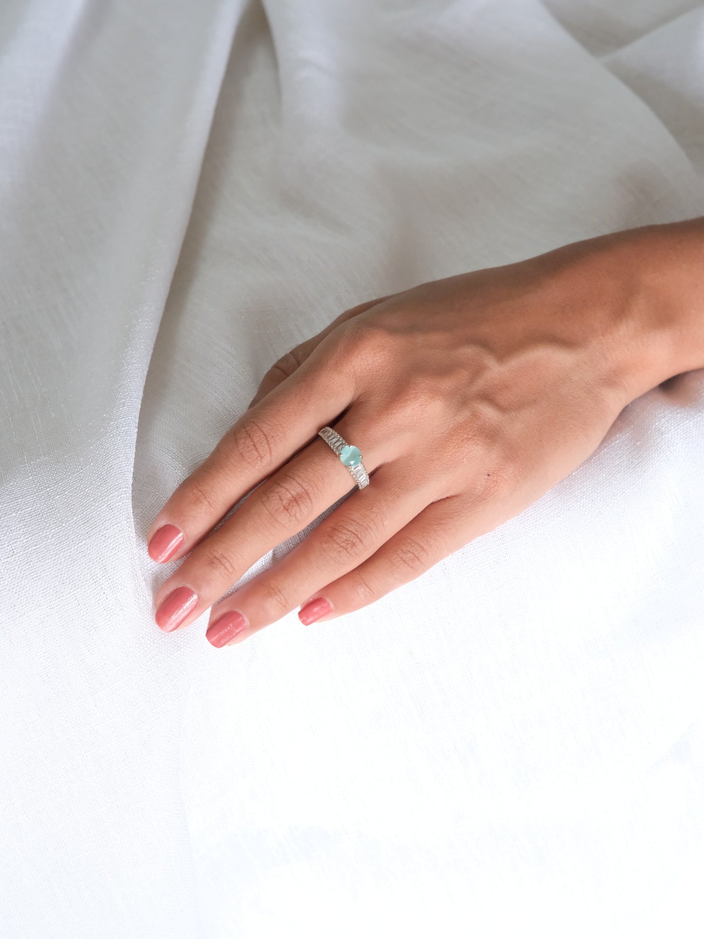 Mint Stone American Diamond Ring
