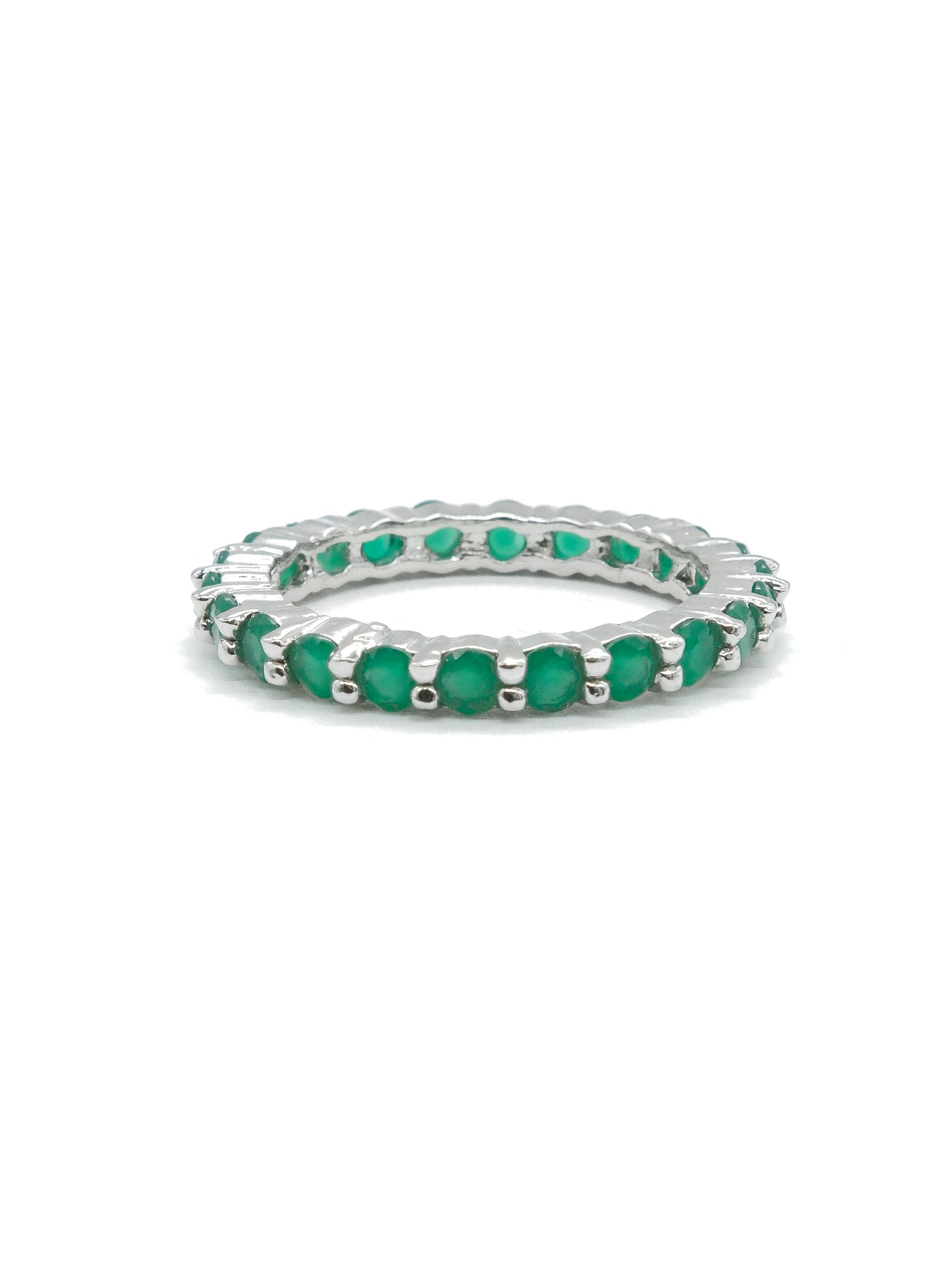 Green Stone Eternity Band Ring