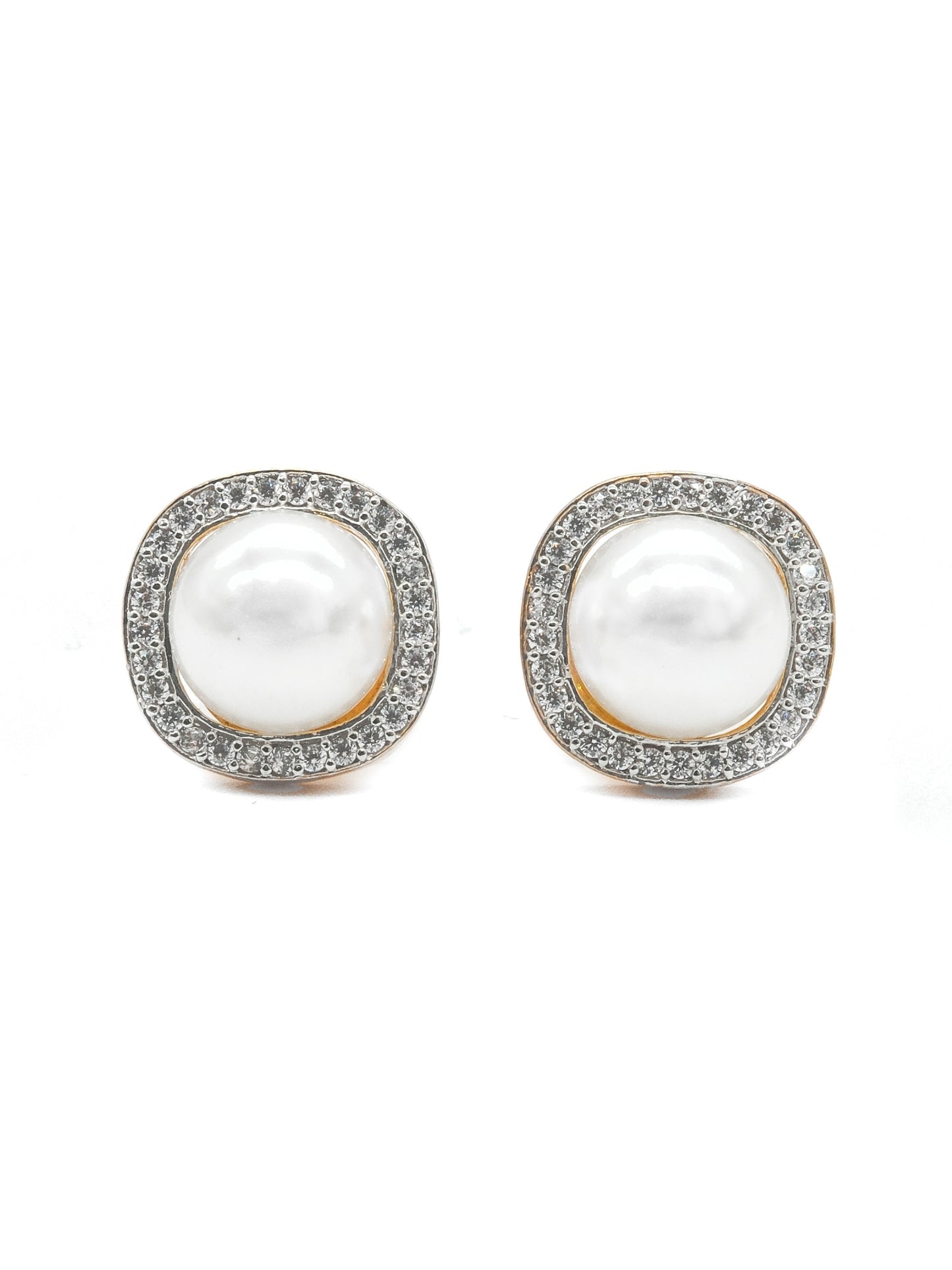 Pearl American Diamond Stud Earrings