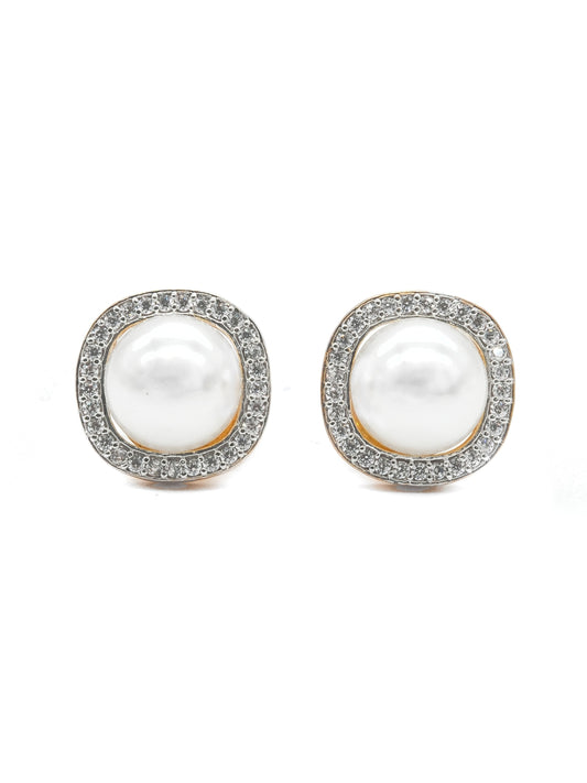 Pearl American Diamond Stud Earrings