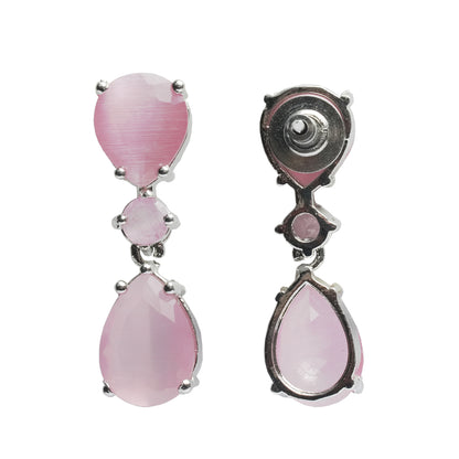 Pink Stone Earrings with CZ Diamond Dangle