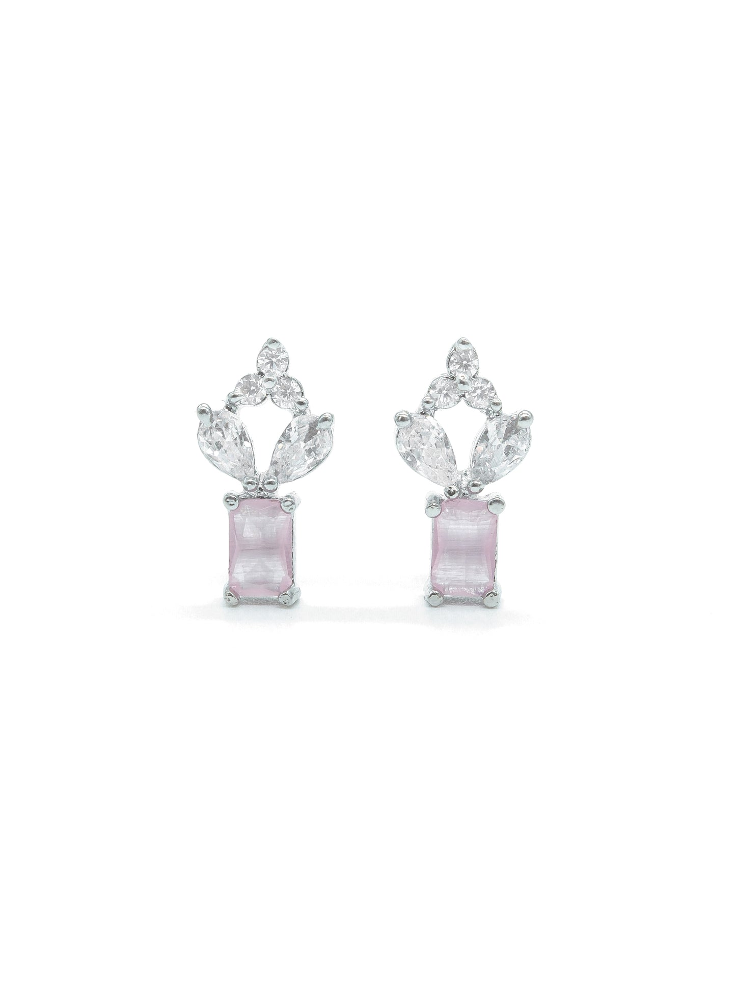 Baby Pink American Diamond Drop Earrings