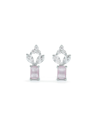 Baby Pink American Diamond Drop Earrings