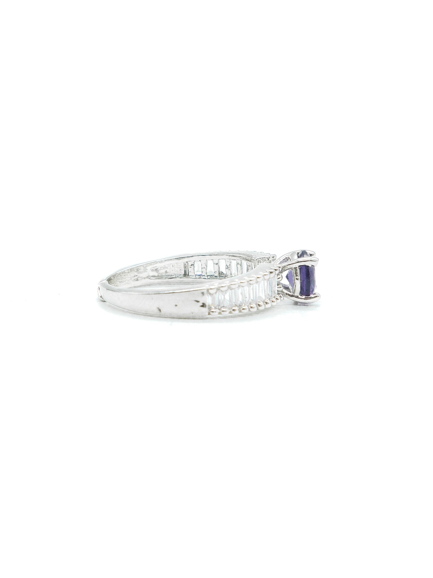 Purple Stone American Diamond Ring