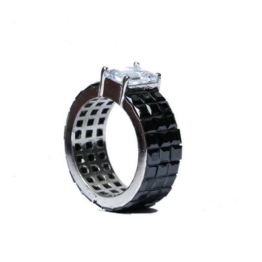 Black Diamond Ring Eternity Band with Invisible Setting Full Ring