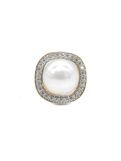 Pearl American Diamond Stud Earrings