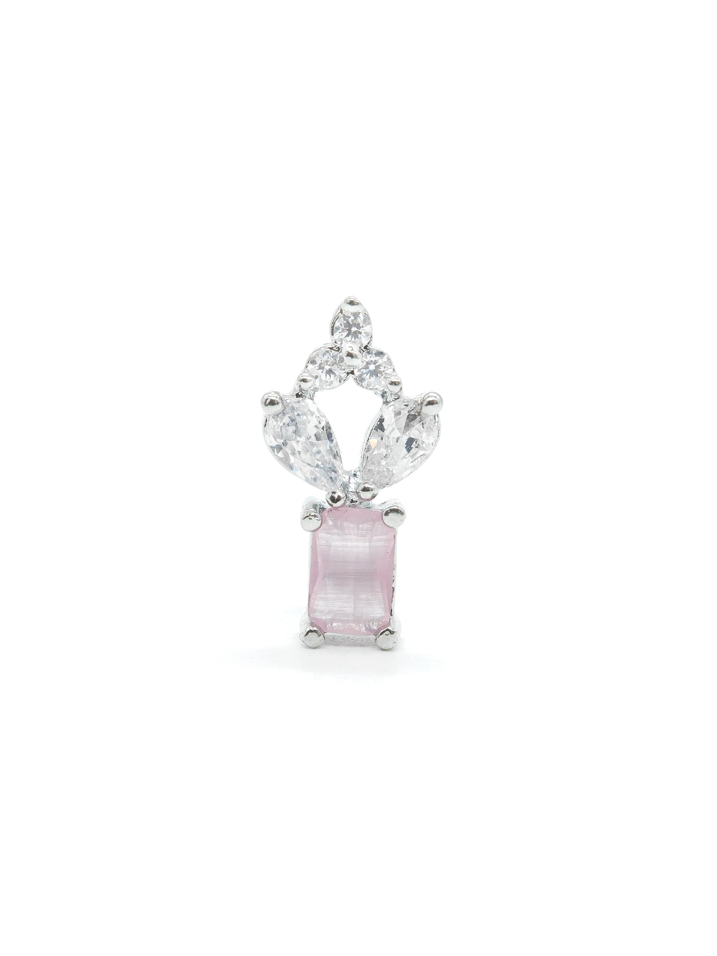 Baby Pink American Diamond Drop Earrings