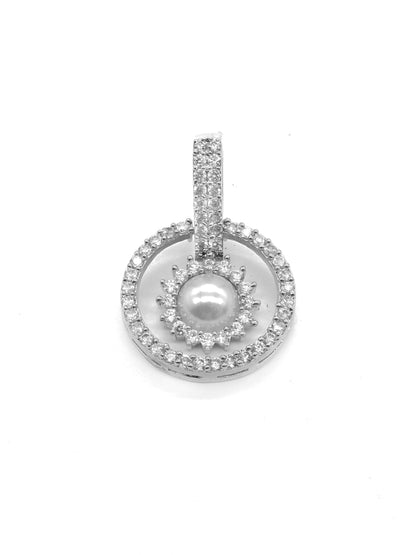 Circular Pearl American Diamond Drop Earrings