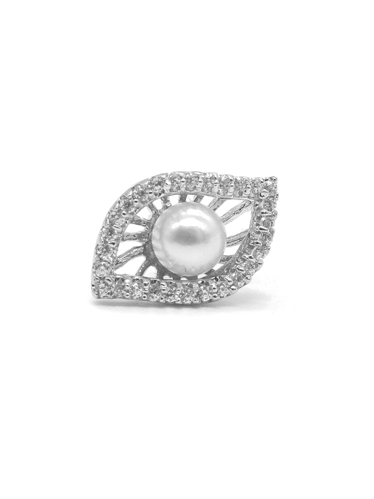 Pearl Eye Shape American Diamond Stud Earrings