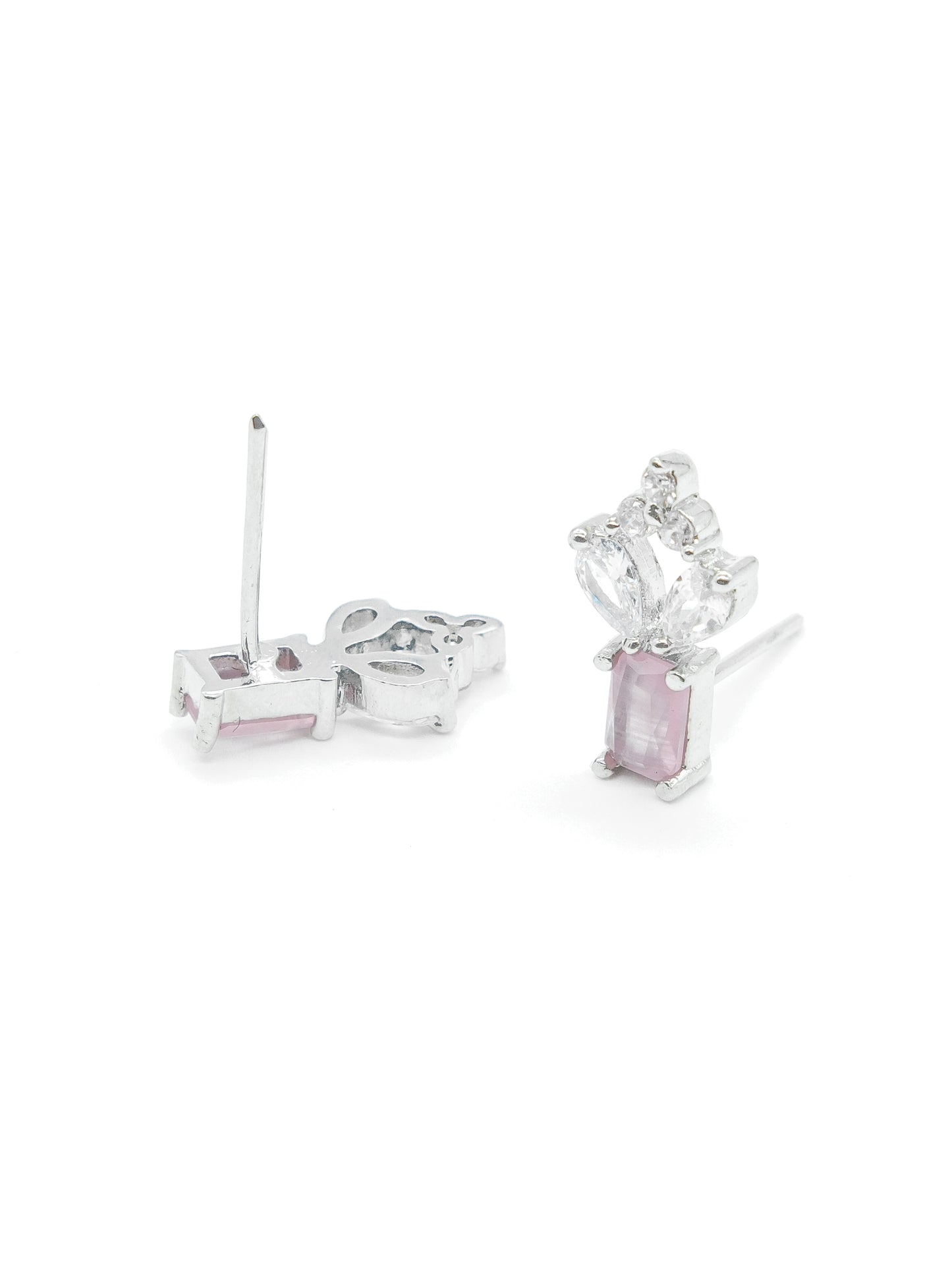 Baby Pink American Diamond Drop Earrings