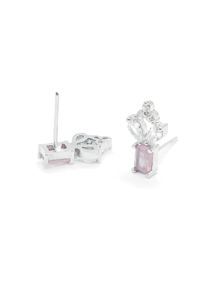 Baby Pink American Diamond Drop Earrings