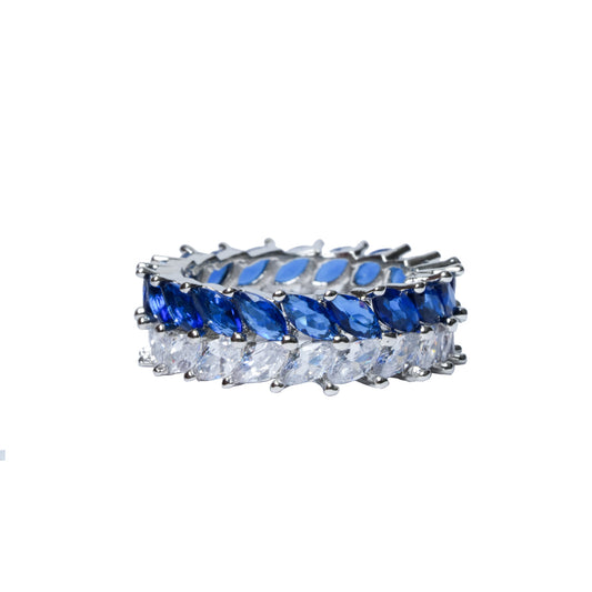 Sapphire Band Ring with Blue American Diamond