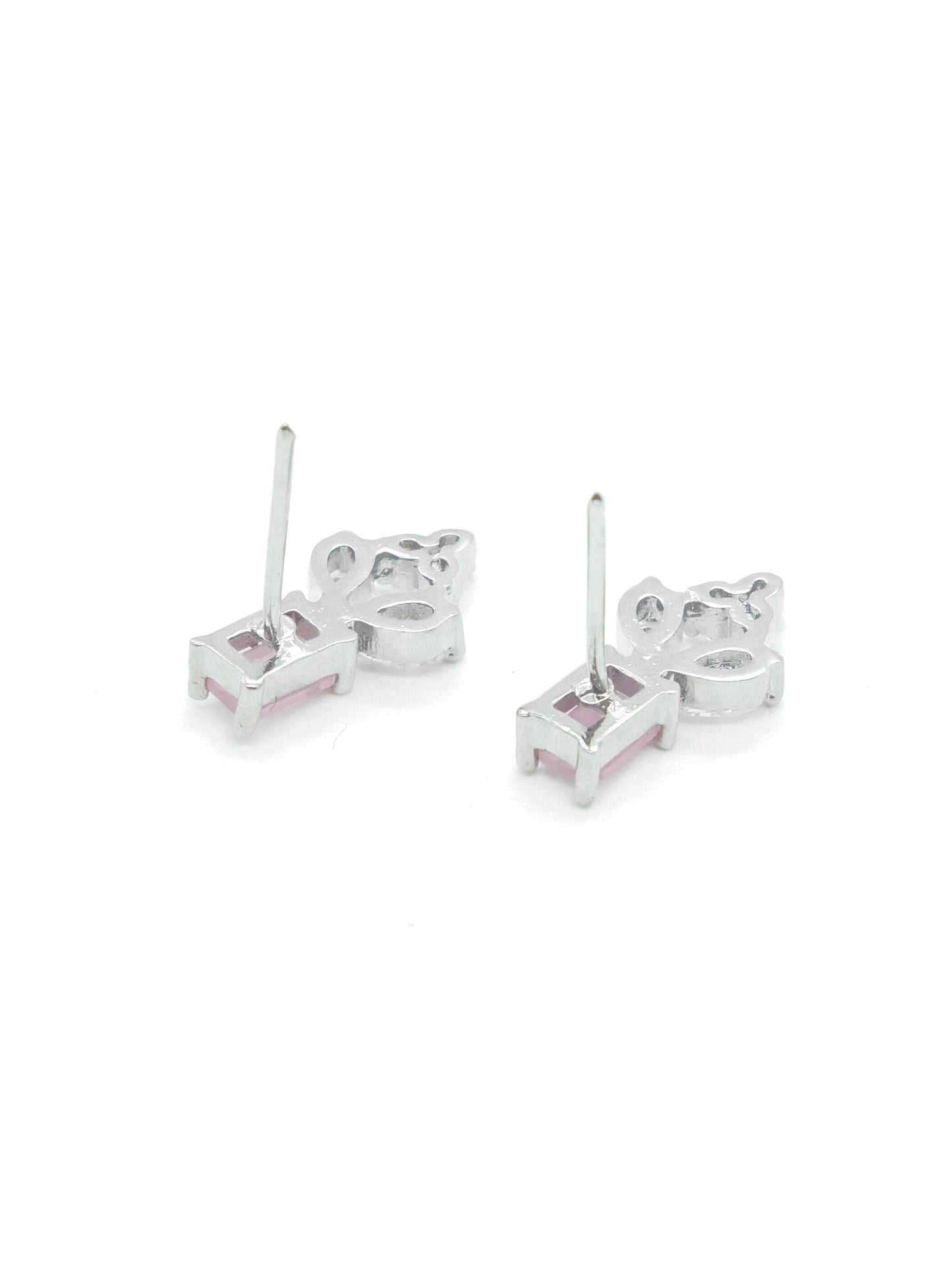 Baby Pink American Diamond Drop Earrings