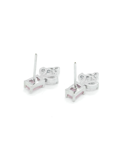 Baby Pink American Diamond Drop Earrings