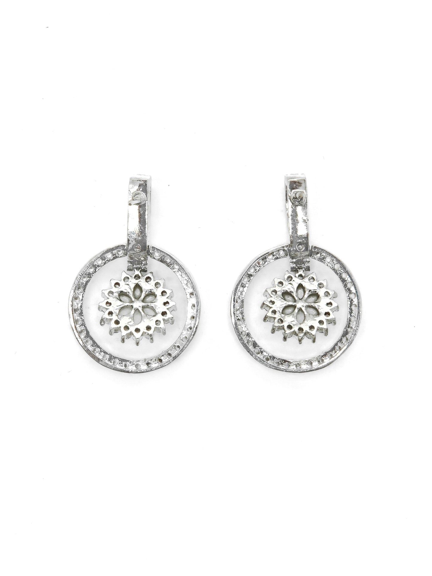 Circular Pearl American Diamond Drop Earrings