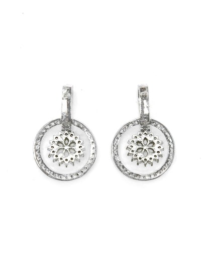 Circular Pearl American Diamond Drop Earrings