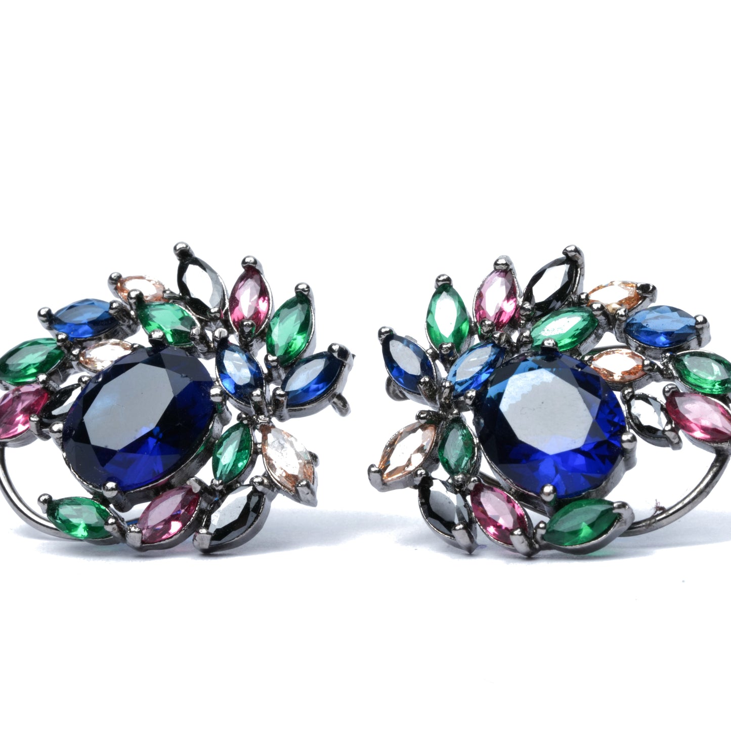 Multicolor American Diamond Stud Earrings for Women