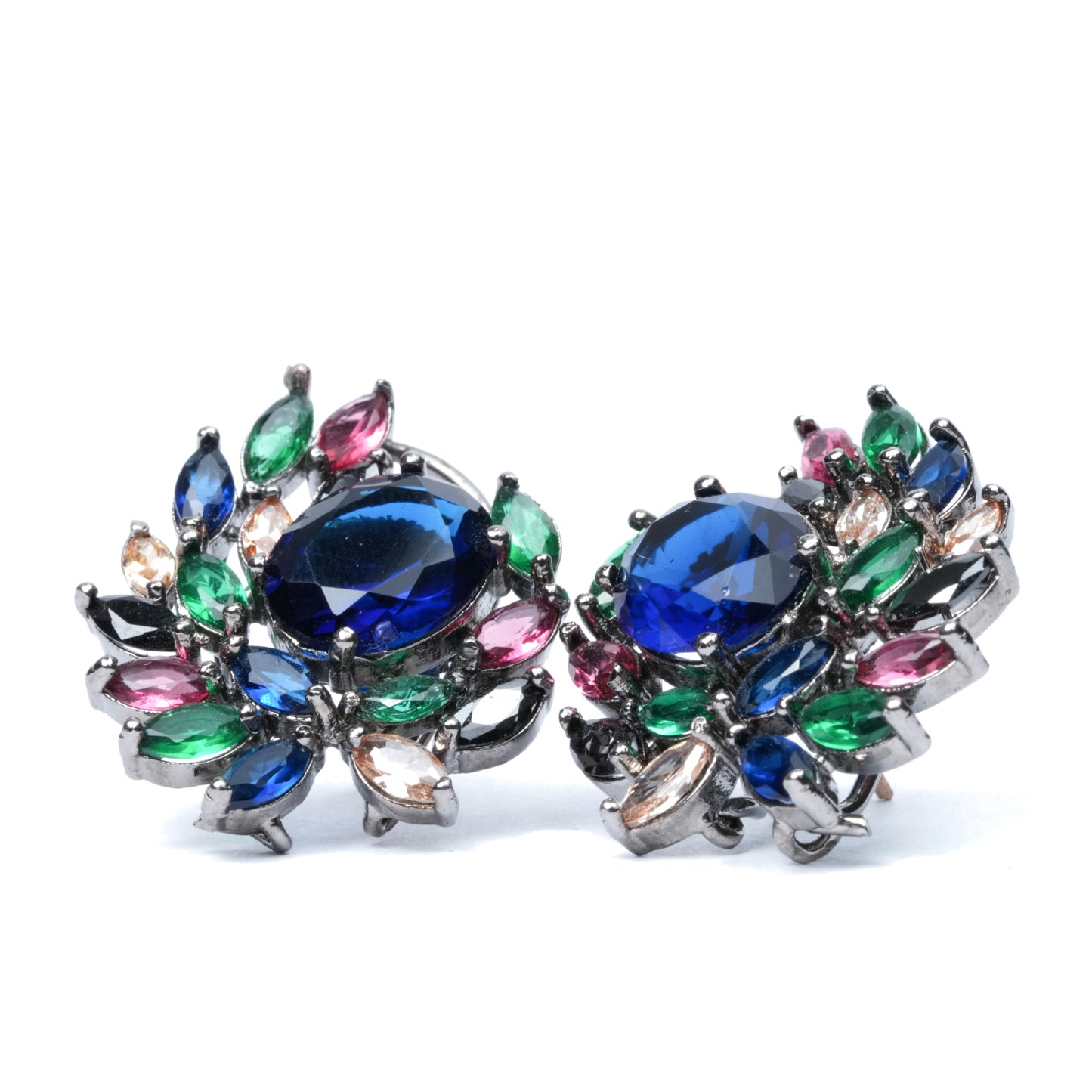 Multicolor American Diamond Stud Earrings for Women