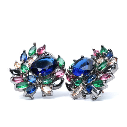 Multicolor American Diamond Stud Earrings for Women