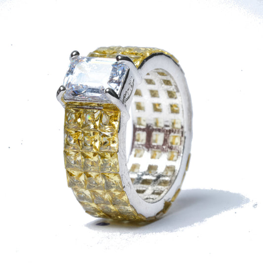 Yellow Stone Statement Band Ring for Women
