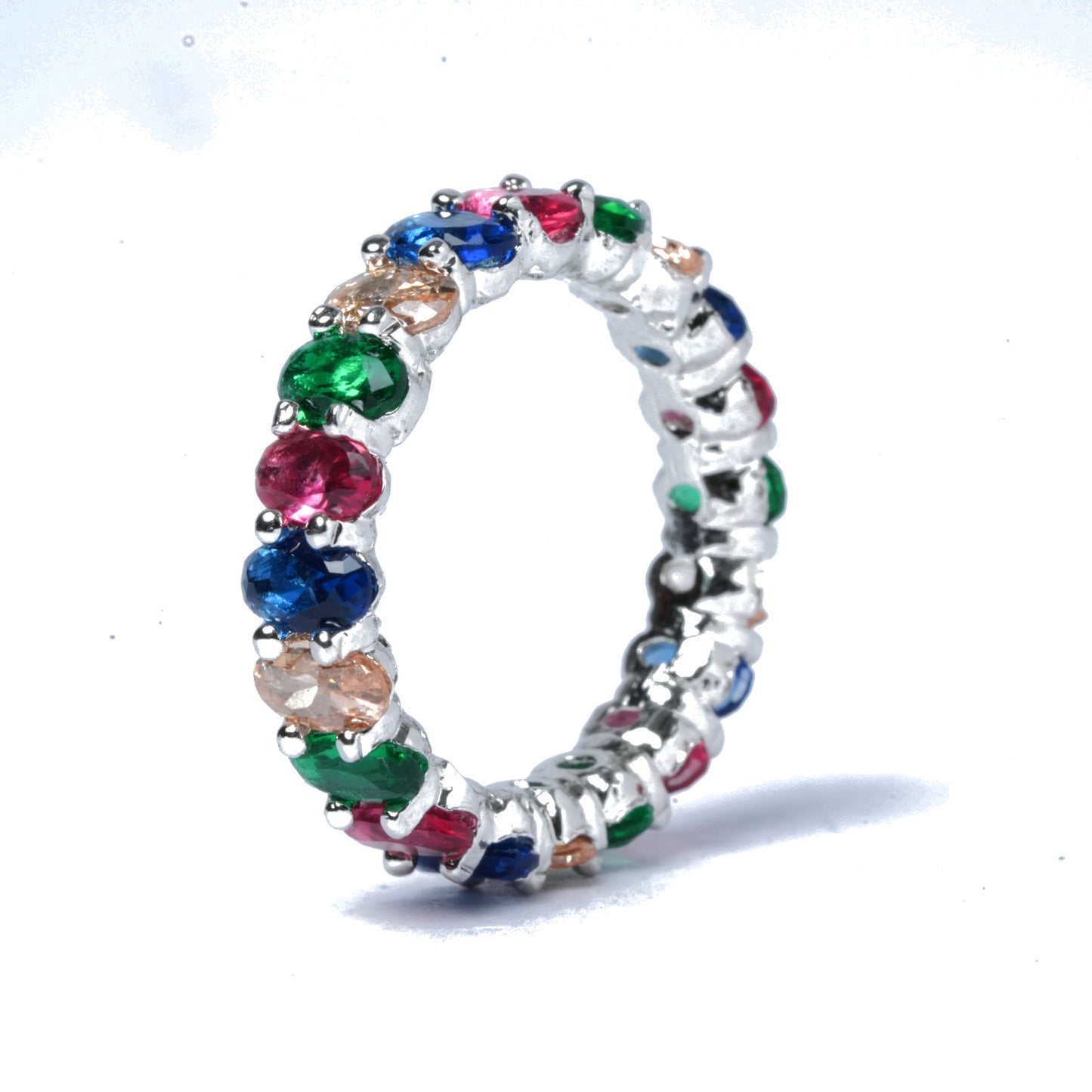 Multicolor Stone Eternity Band Ring