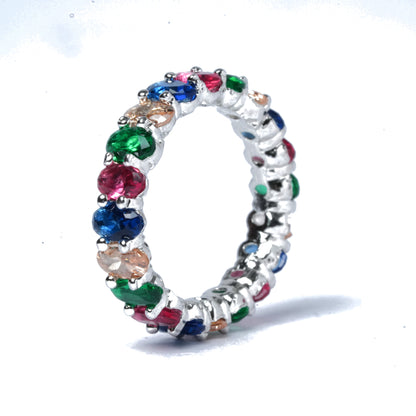 Multicolor Stone Eternity Band Ring