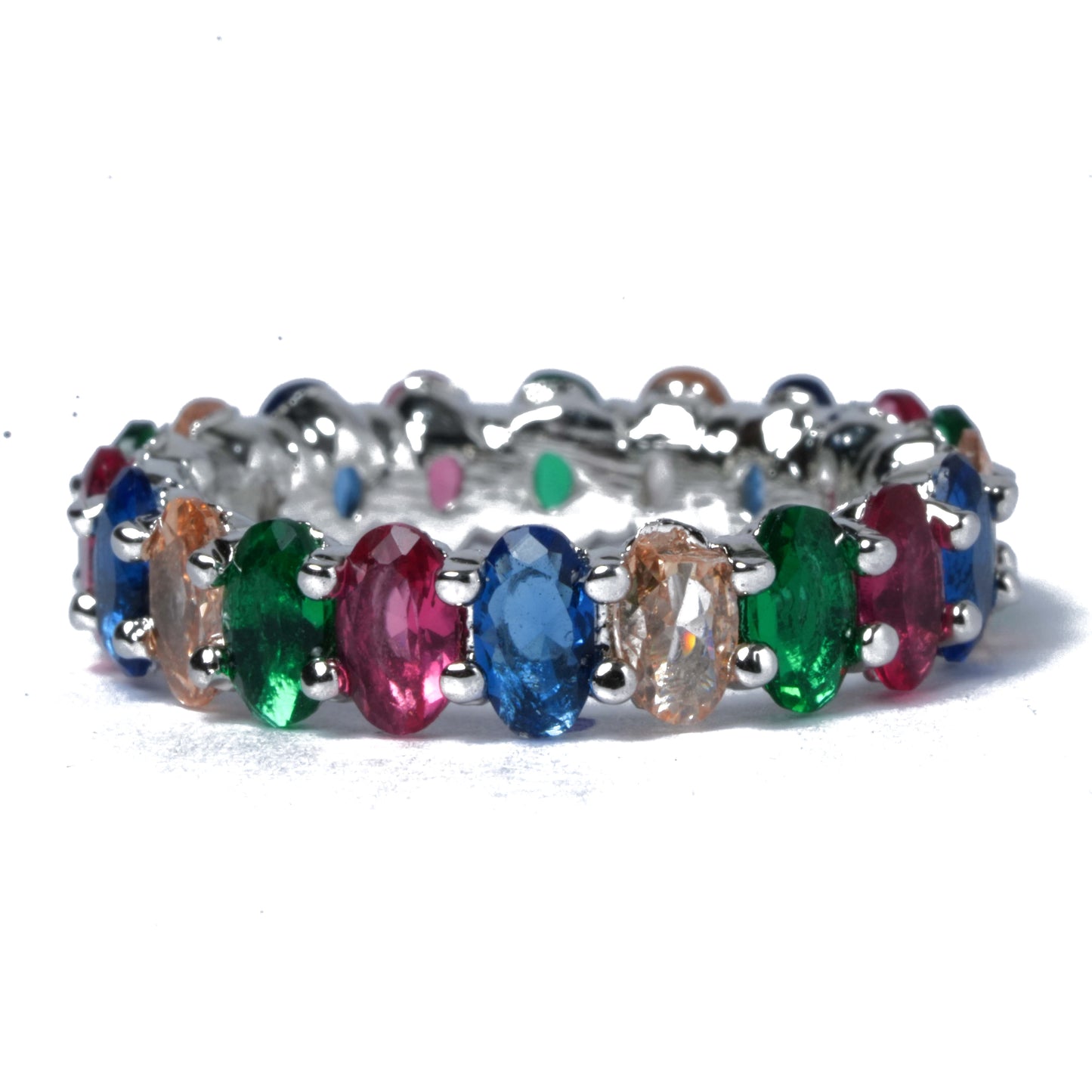 Multicolor Stone Eternity Band Ring