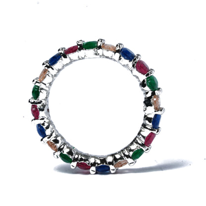 Multicolor Stone Eternity Band Ring