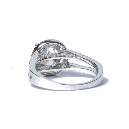 American Diamond Halo Solitaire Ring