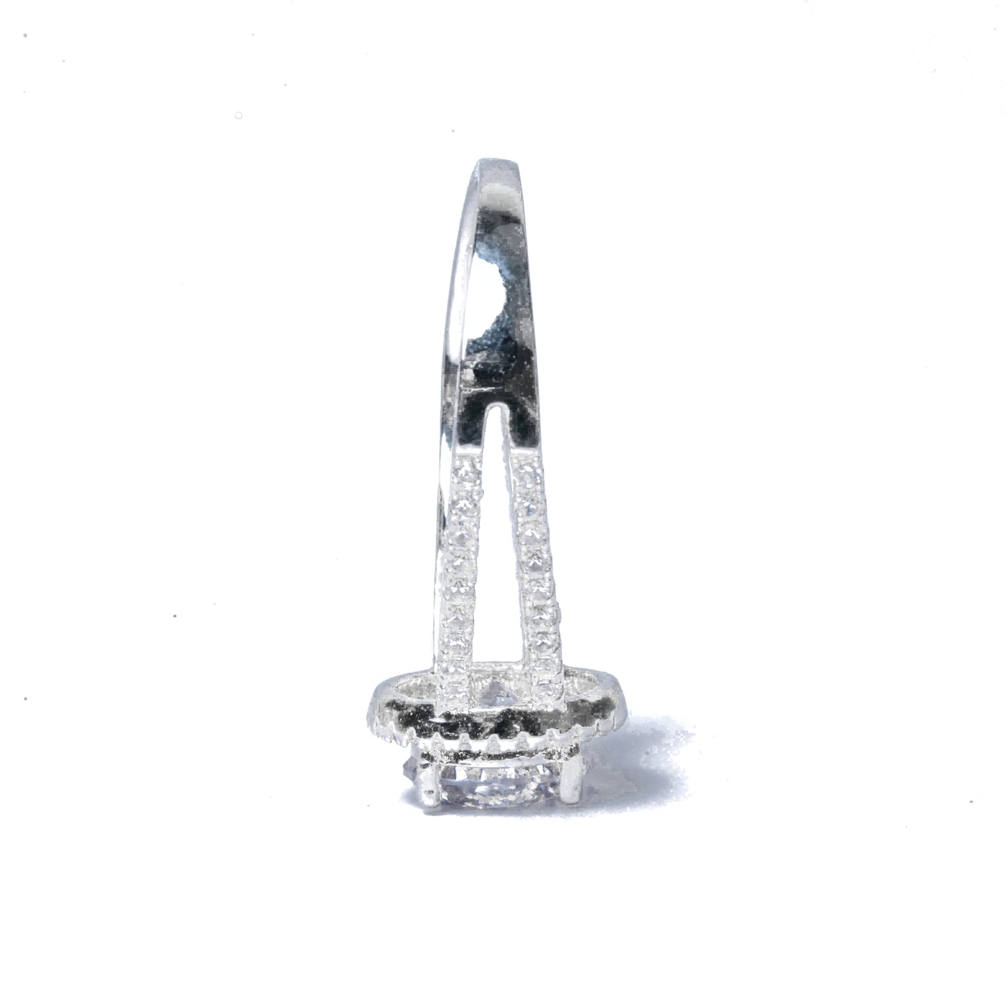 American Diamond Halo Solitaire Ring